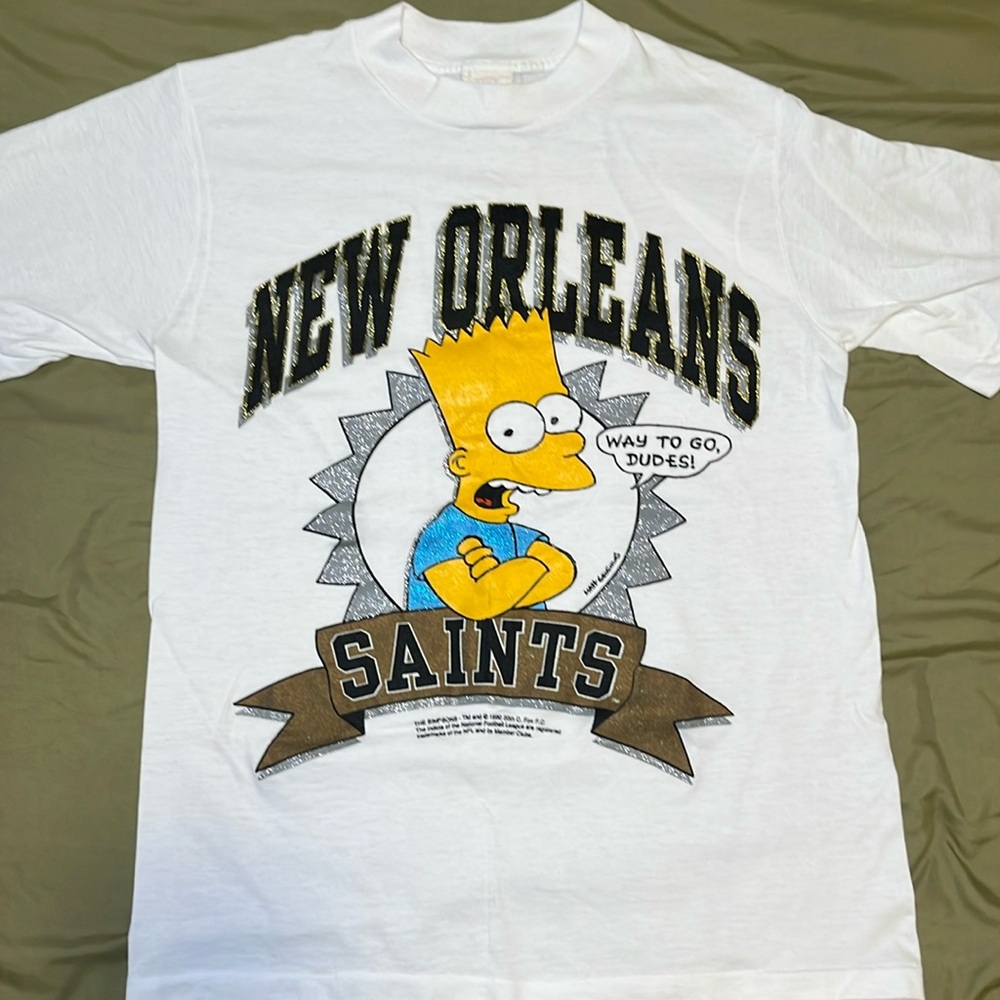 Vintage 90s Bart Simpson + New Orleans Saints NFL Tee Shirt